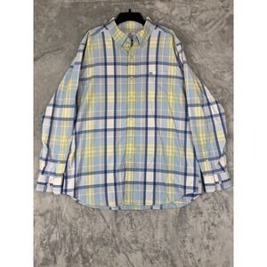 Southern Tide Performance Plaid Button Down Shirt Mens XL Blue Yellow White